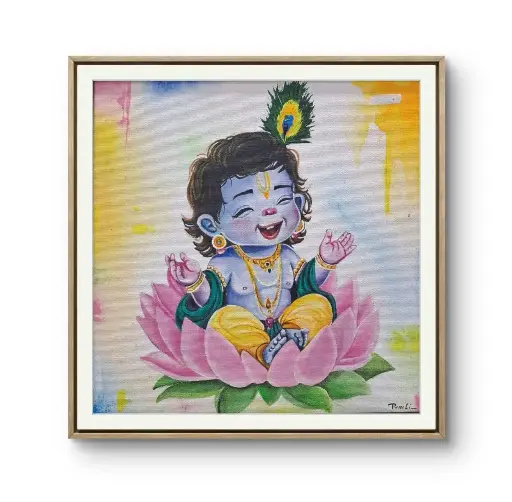  Little Krishna lotus painting
